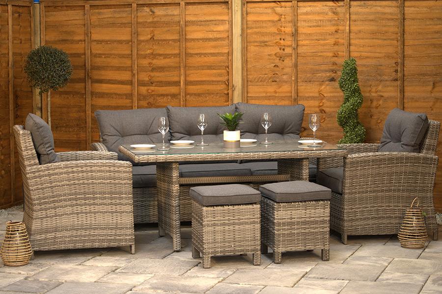 Sapcote Modular Lounge Dining Set in Brown Rattan